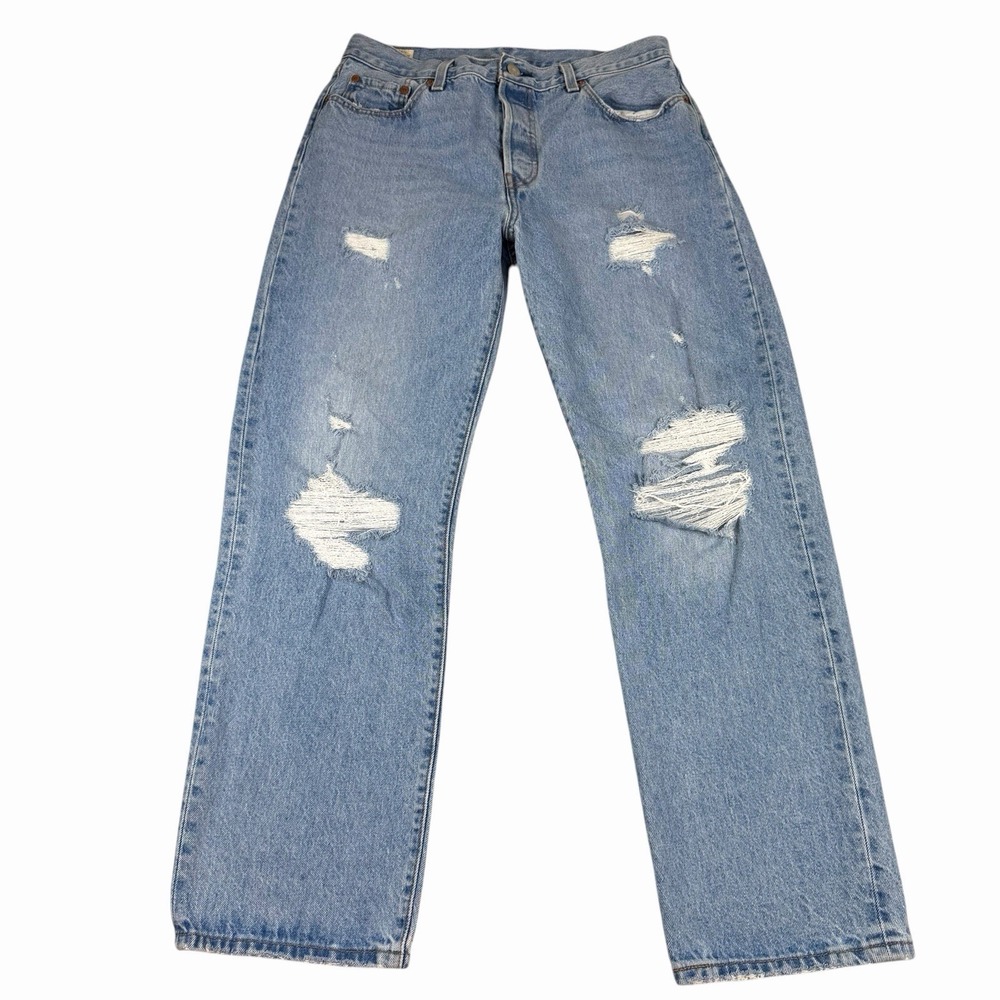 Levi's Premium 501 Distressed Straight Leg Button Fly Jeans 29X30 (30x29) Big E